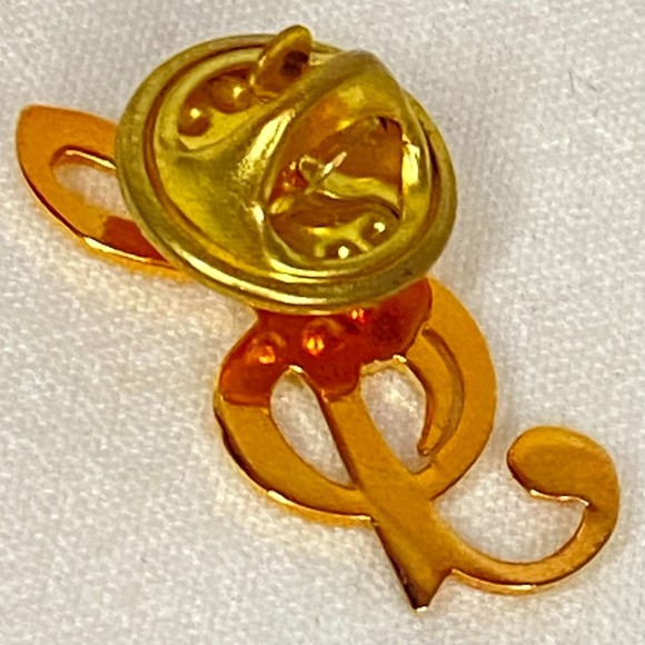 Rose Musical Note Brooch Gold Tone Enamel Cloisonne - Picture 5 of 6